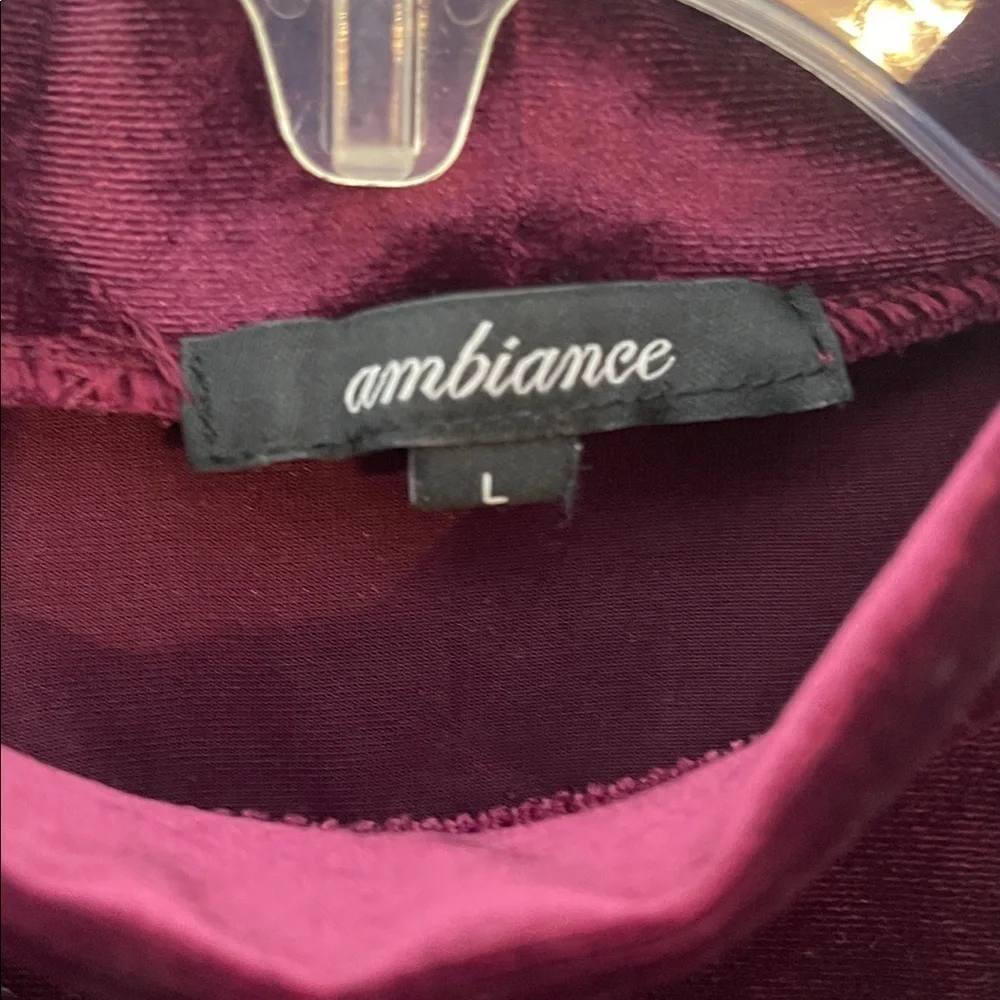 ❤️ AMBIANCE Girls Burgundy Velvet Cold Shoulder Long Sleeve Dress Size Large